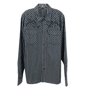 Caviar Dremes Italian Button Front Shirt Men's Size XL Black Check Embroidered